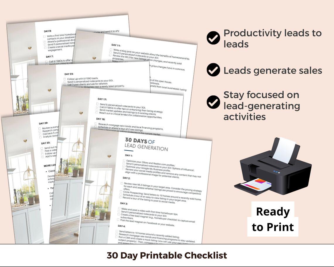 Weekly Lead Generation Checklist.pdf Real Estate Lead Generation Checklist, Action Steps for Daily Lead ...