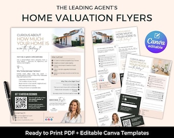 Real Estate Home Valuation Flyer Template: Agent Marketing (Canva PDF Download)