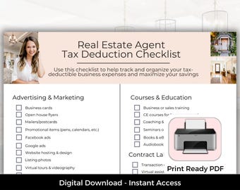 Real Estate Tax Deductions Checklist | Real Estate Agent Expense Tracker