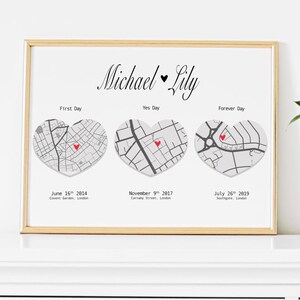 Personalisierte Meilensteinkarte | 3 Herzkarte Geschenk | Hochzeit Jahrestag Geschenk | Verlobung Geschenk | Benutzerdefinierte Paar Karte | Valentinstagsgeschenk