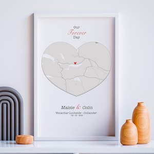 Carte de mariage personnalisée | Carte cardiaque personnalisée | Où nous nous sommes mariés | Cadeau de mariage | Cadeau d'anniversaire | Cadeau de fiançailles | oeuvres d'art pour couples
