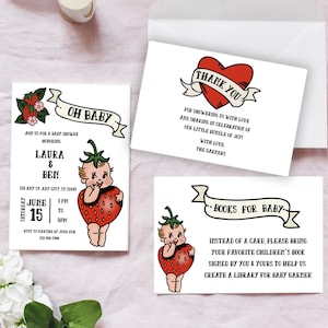 Traditional Tattoo Baby Shower Invite, Vintage Tattoo Oh Baby Shower, Old School Tattoo Baby Shower,  Template Editable Digital Download