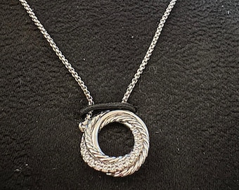 Silver Circle Infinity Necklace with diamond like detail