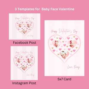 Baby Face Heart Valentine's Day Photo Card & Instagram/FB post Modelli scaricabili. Facile da modificare e personalizzare in Canva gratuito.