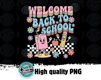 Retro Back to School SVG, First Day of School PNG, Teacher Student Sublimation Design, Groovy School Clipart, Digital Download