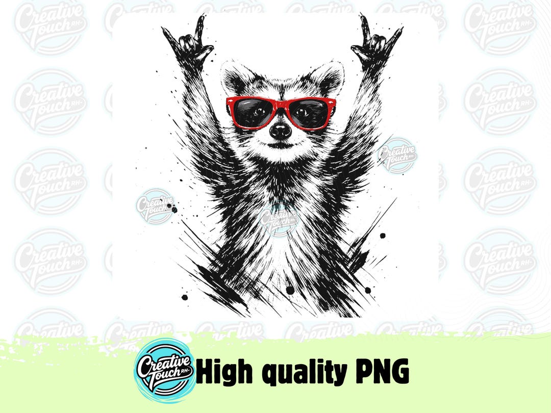 Rockstar Racoon Drawing Rockstar Raccoon PNG, Cool Trash Panda With Sunglasses Design, Retro ...