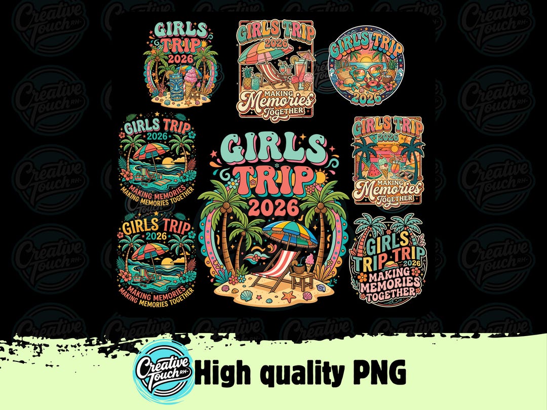 Girls Trip 2026 PNG SVG Bundle, Summer Vacation, Retro Tropical Beach ...