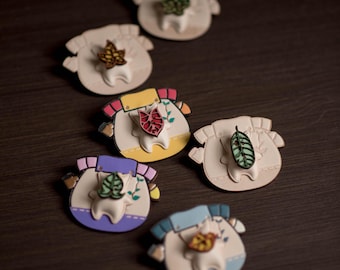 Zelda Korok Leather Fridge Magnet Set: Hand-Painted DIY Kit
