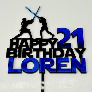 Star Wars-Inspired Cake Topper | Custom Acrylic Cake Topper | Personalized Lightsaber Birthday Decor