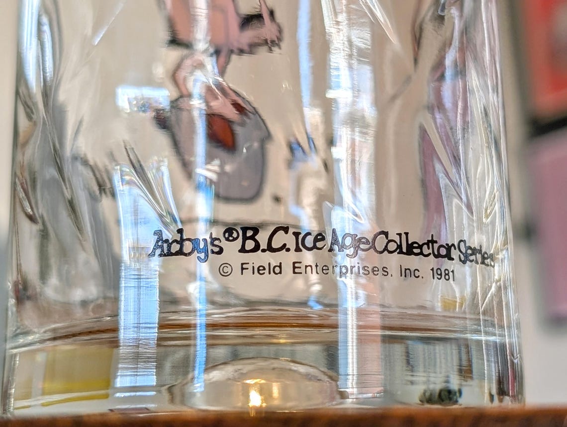 Vintage Clear Arby's BC Vintage Cavemen Pint/ Water Glasses, 1981- Set ...