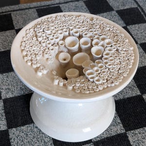 Handmade Ceramic White Coral Reef Texture Vase, Home Decor, Pottery Sculpture, Handcrafted Pot