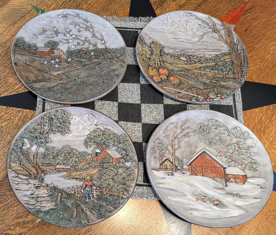 Vintage Byron Molds, 4 Seasons, Summer, Fall, Winter, Spring, Plate ...