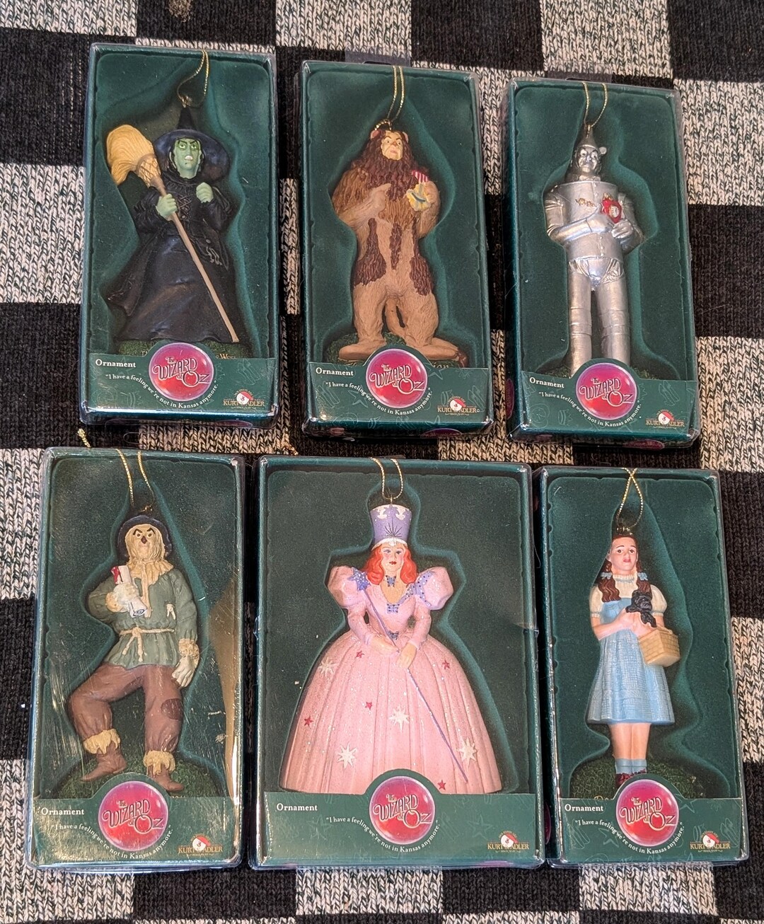 Vintage Wizard of Oz Christmas Ornaments Scarecrow, Dorothy, Lion, Tin