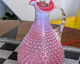 Vintage Fenton Art Glass Bon Bon Dish in Opalescent Blue Hobnail