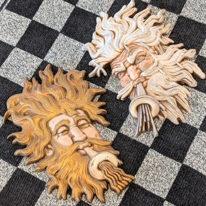 Vintage Zeus and Poseidon Wall Hangings, Greek Mythology, Old Roman Gods Plaques- Set of 2