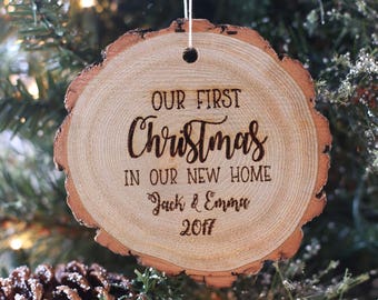 our first christmas in our new home personalized rustic wood christmas ornament housewarming party engraved - Rustic Christmas Ornaments our first christmas in our new home personalized rustic wood christmas ornament housewarming party engraved - Rustic Christmas Ornaments