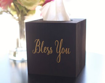 Bless You Tissue Box Cover Home Decor Gold and Black Boss Office Gift For Her Office Decor NVMHDAY0068
