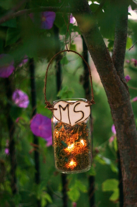 Items similar to Personalized Glass Jar Outdoor Rustic Wedding Decor