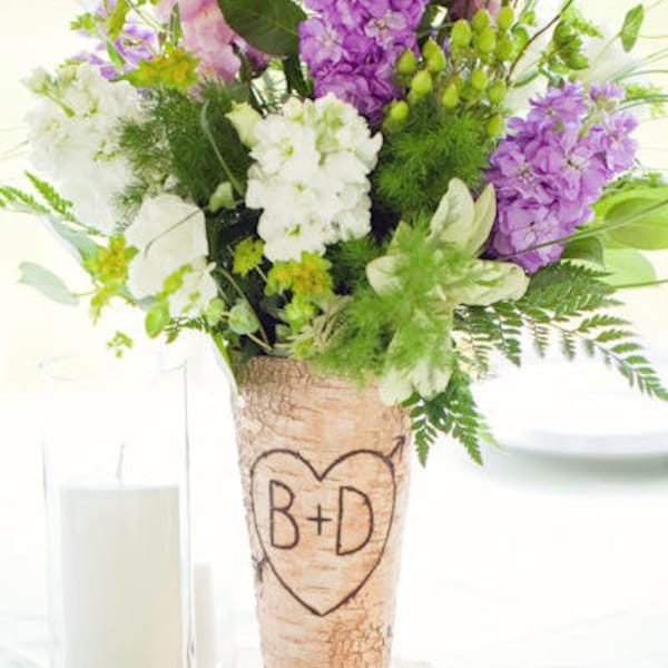Personalized Birch Vase Wedding Gift Christmas Present (item E10189)