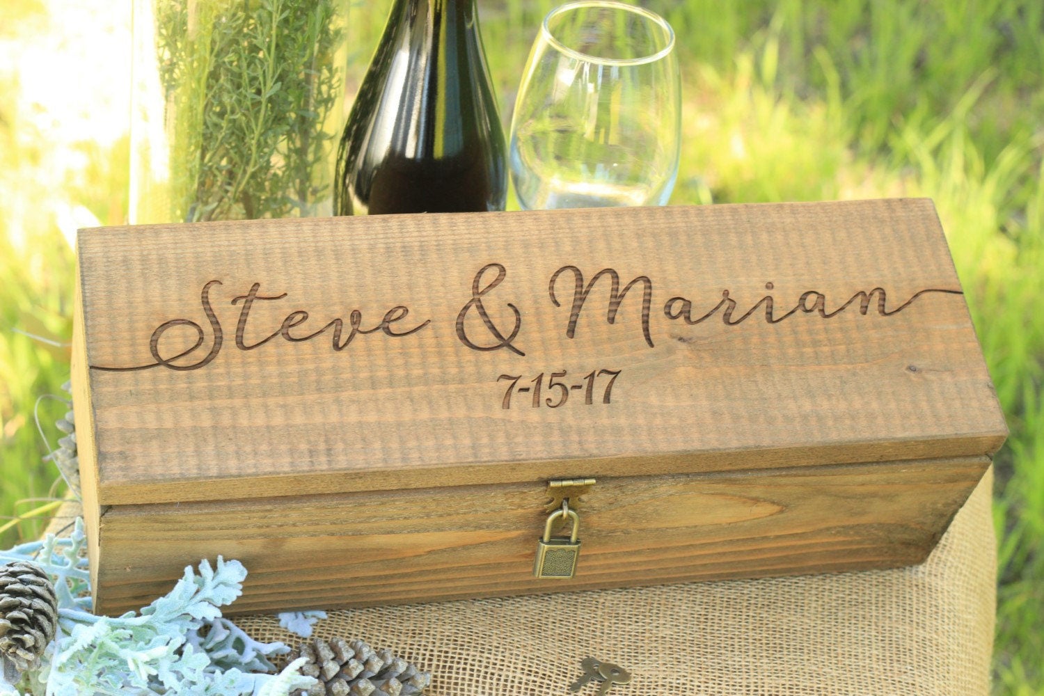 Personalized Engraved Locking Wine Box Custom Keepsake Time Etsy