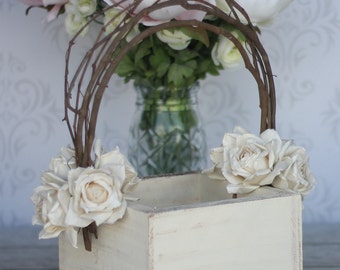 Flower Girl Basket Shabby Chic Wedding Decor (P10377)