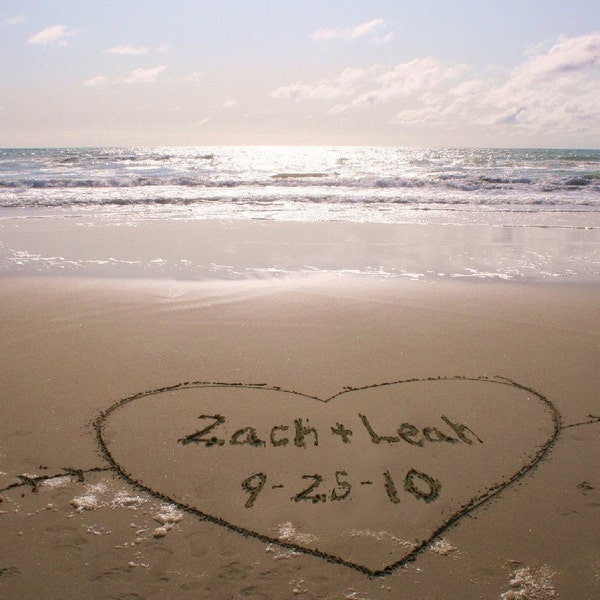 Wedding Couples Names Written In The Beach Sand Unique Personalized Wedding Gift