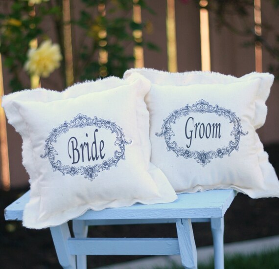 Items similar to Bride and Groom Personalized Monogrammed Chair Pillows