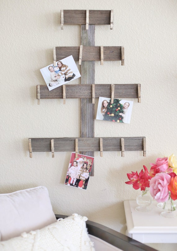 Items similar to Rustic Christmas Tree Wall Hanging Card Holder Country Living (New Design) on Etsy