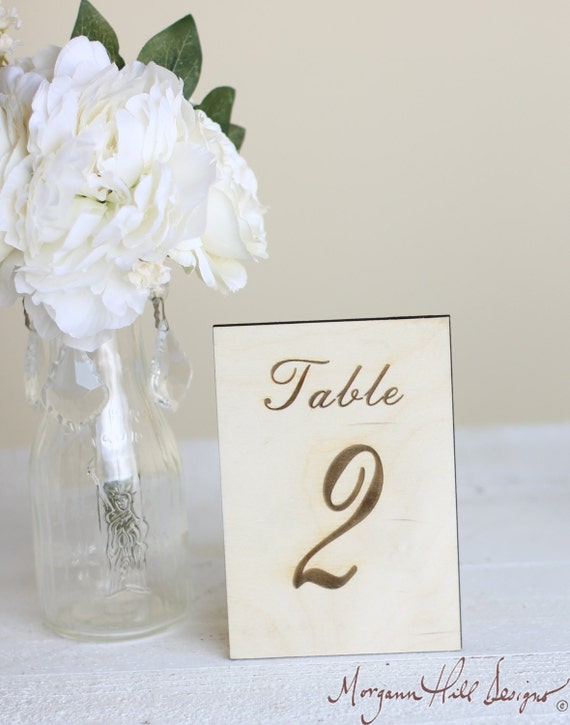 Items similar to Rustic Table Numbers Engraved Wood Country Barn
