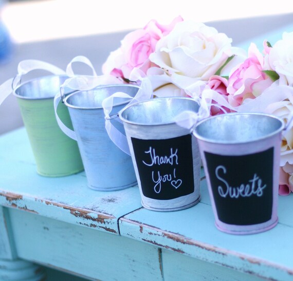 Items similar to Wedding Favor Tins Buckets Shabby Chic Vintage