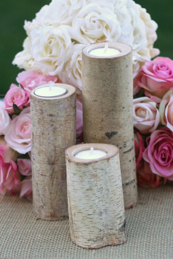 Items similar to Birch Candles Rustic Wedding Decor on Etsy