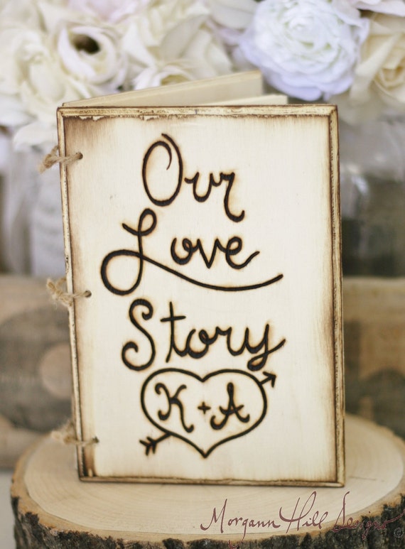 Items similar to Personalized Rustic Guest Book Engraved Wood (Item