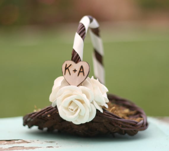 Items similar to Small Flower Girl Basket Personalized Wedding Decor