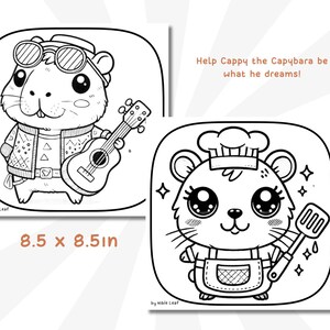 20 Pages | Cappy the Capybara Coloring Book | Profession | Digital ...