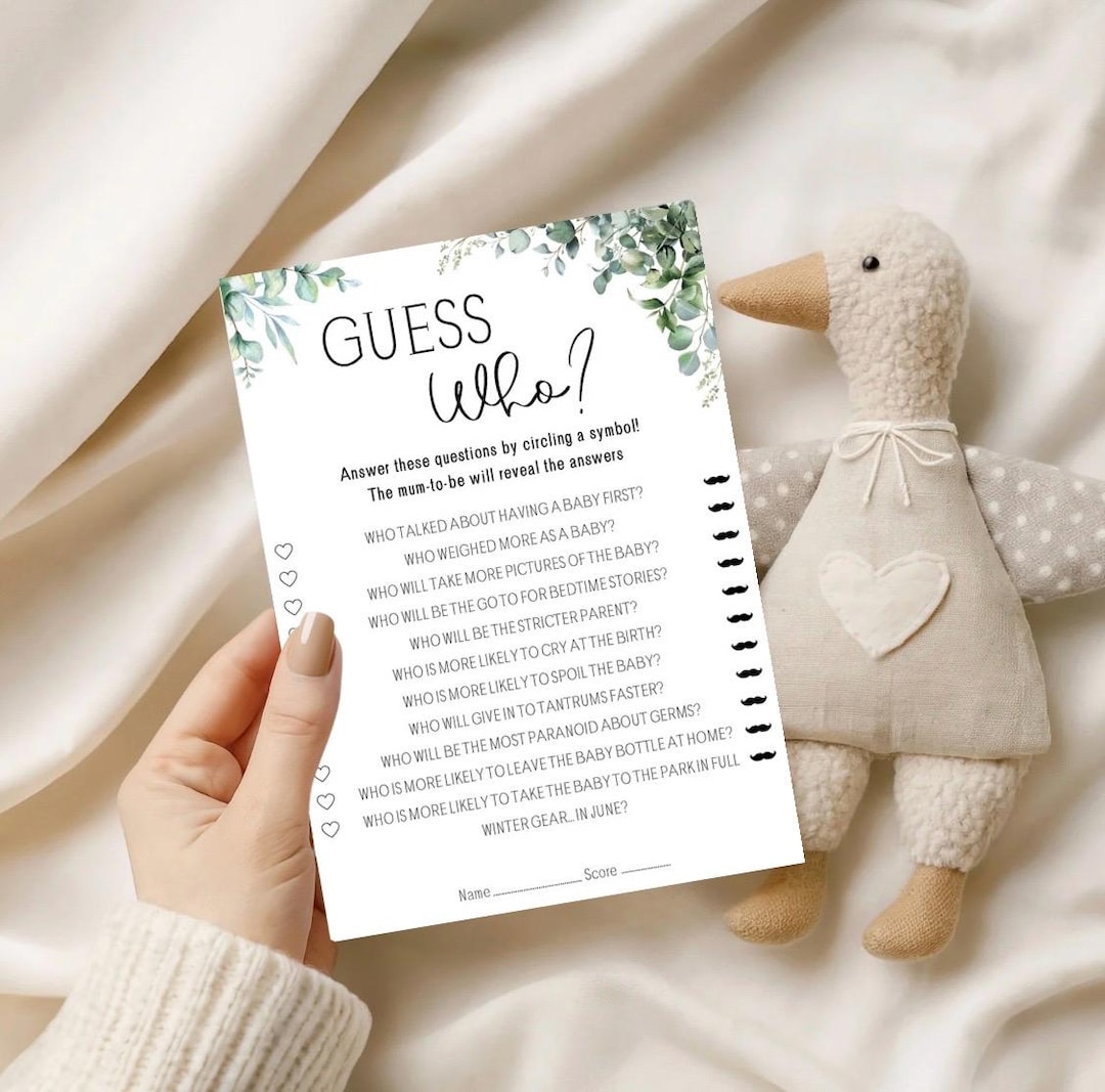 Baby Shower Game Guess Who Game - Physical Item - Fun Baby Shower Quiz ...