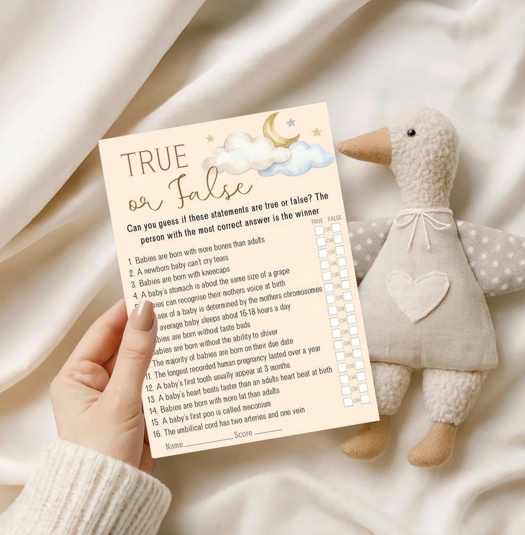 Baby Shower Game Truth or False Game - Physical Item - Fun Baby Shower ...