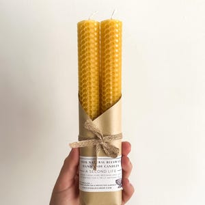 100% Natural Beeswax Taper Candles – Set of Two