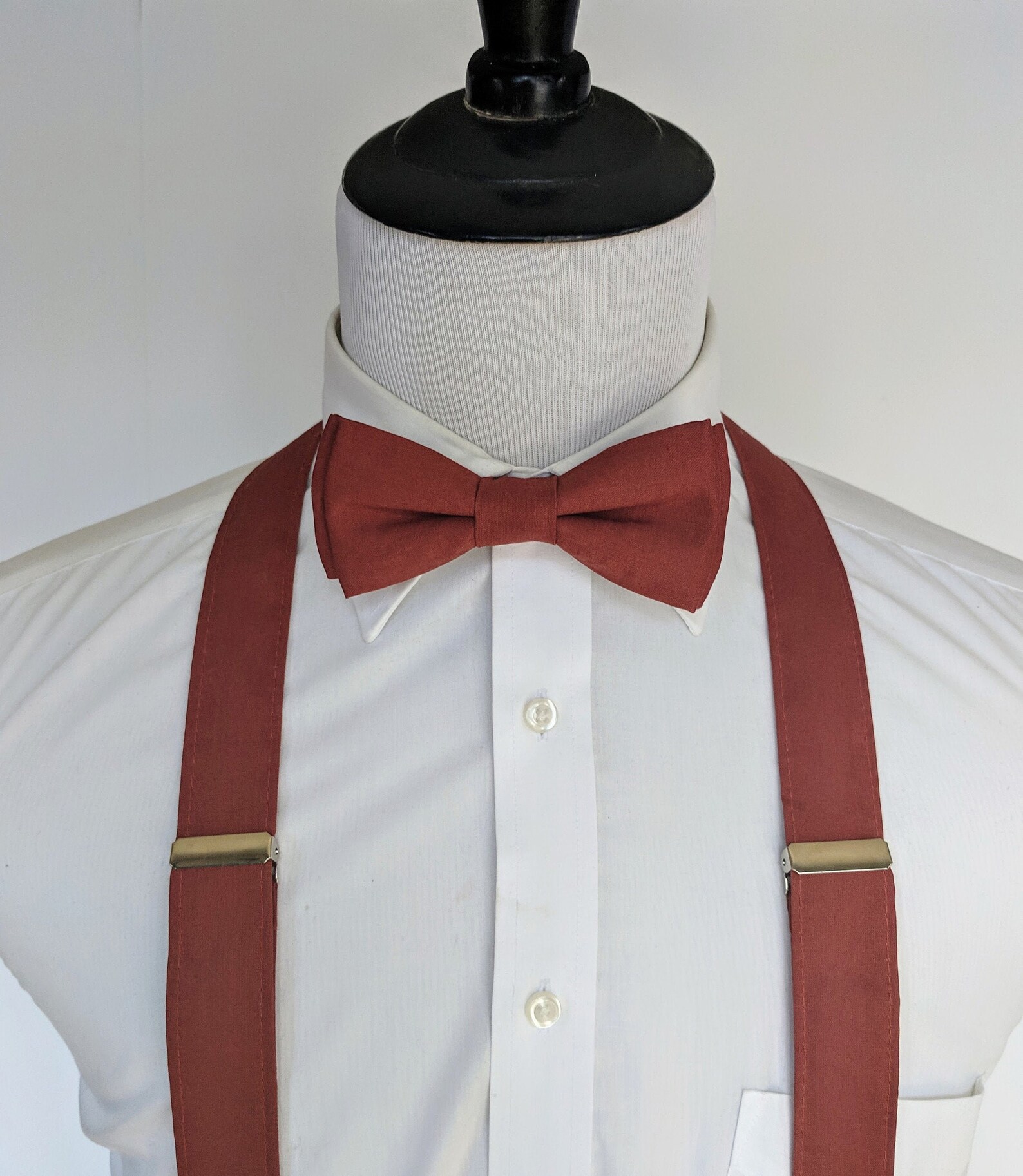 Men's Burnt Orange Rust Bow Tie and Suspenders Etsy