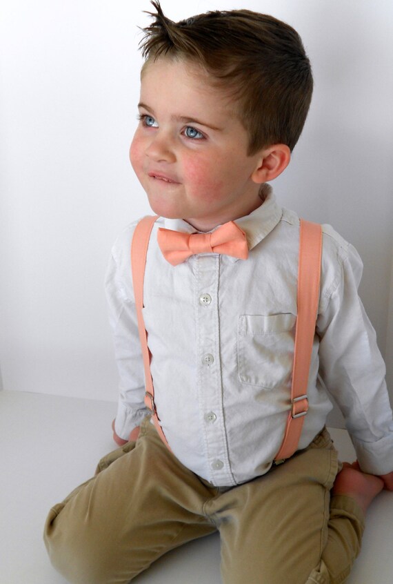 Boy Peach Bow Tie and Suspenders Etsy