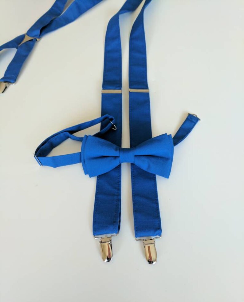 Men's Royal Blue Bow Tie and Suspenders Set Etsy