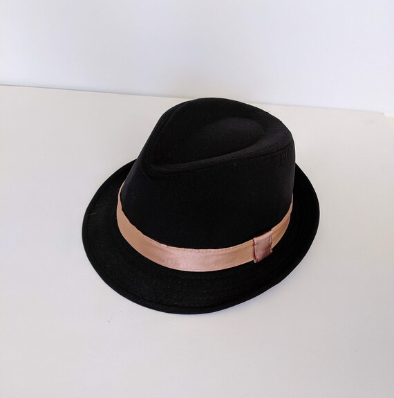 Black Fedora Hat With Rose Gold Band 