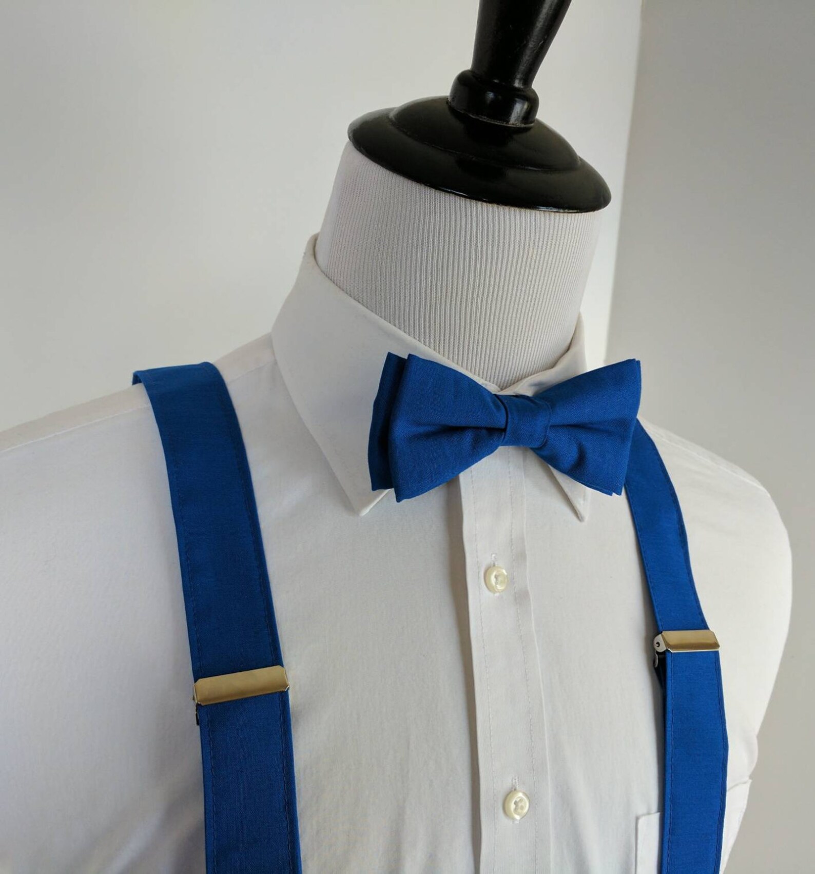 Men's Royal Blue Bow Tie and Suspenders Set Etsy