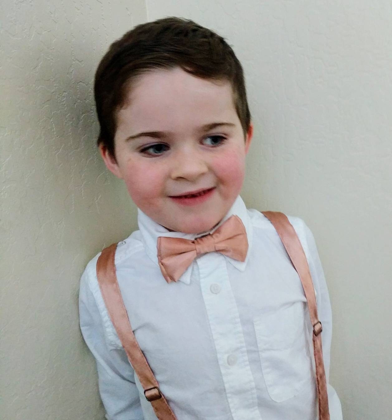 Boy Rose Gold Bow Tie and Suspender Set Etsy