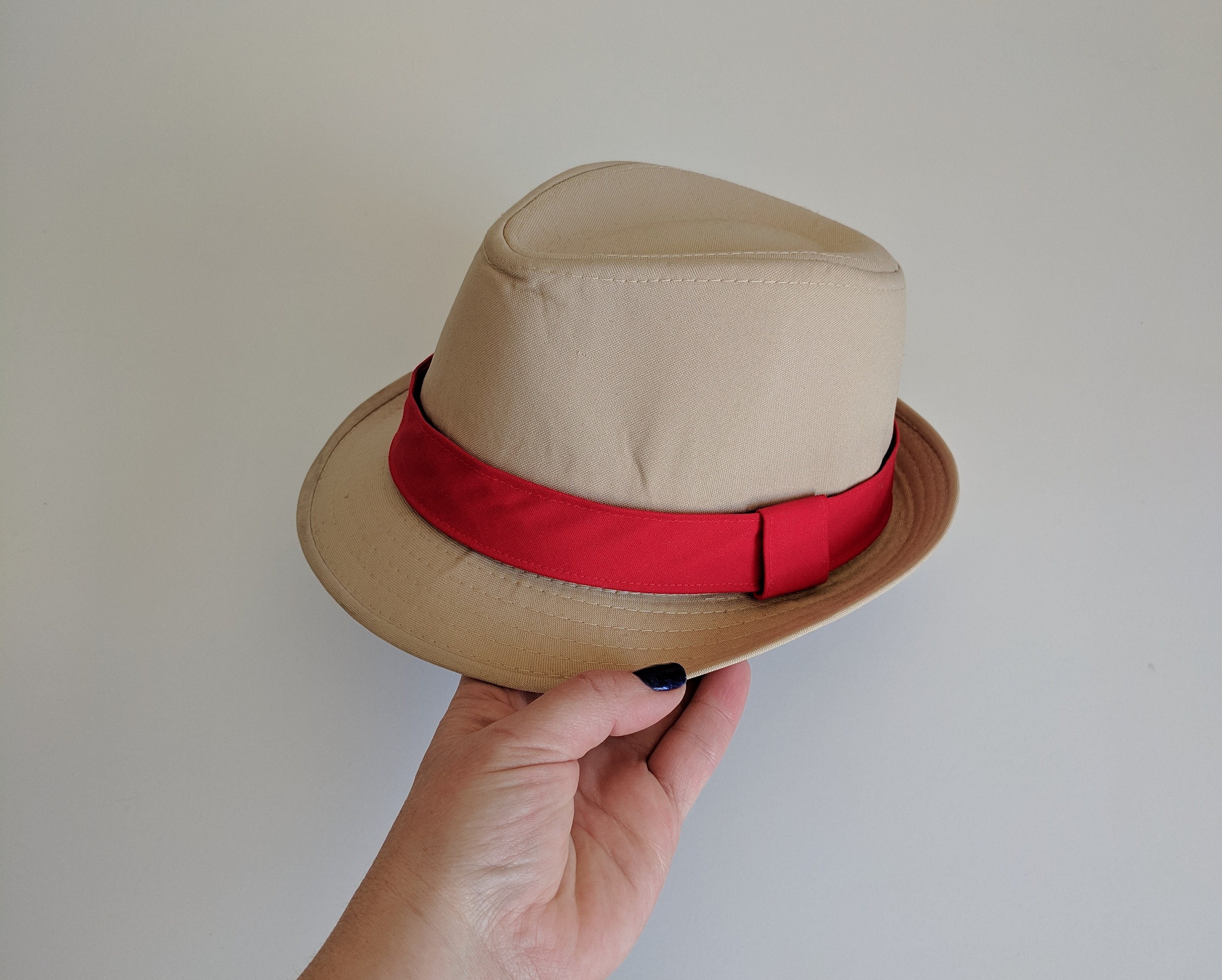Boy's Tan Fedora Hat With Red Band - Etsy