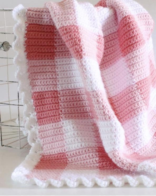 32 Checkerboard Crochet Patterns for Blankets, Bags, Garments, and Home Accents 23 Checkerboard Crochet Baby Blanket Pattern Pink White