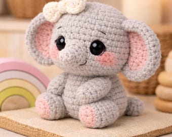 Wzór na szydełkowego słonia amigurumi, prezent na baby shower (wzór w formacie PDF)