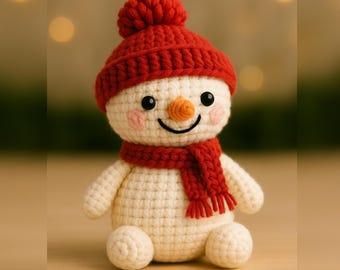 Snowman with Hat Crochet Pattern: Christmas Amigurumi (PDF Tutorial)