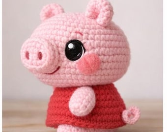 Hartje amigurumi haakpatroon pdf, kawaii varken knuffel, beginnersvriendelijk knuffeldier, haakpatroon boerderijdieren