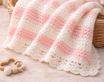 Beginner Crochet Baby Blanket Pattern | Striped Afghan PDF