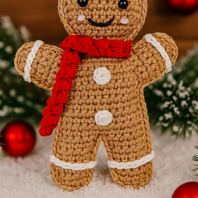 Crochet Pattern Gingerbread Man Amigurumi, Christmas Tree Decoration ...